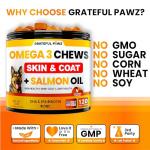 Omega 3 for Dogs - Fish Oil for Dogs Chews - Allergy and Itch Relief - Anti Shedding Supplement - Joint Health - Dry Itchy Skin and Coat Supplement - Salmon Oil - EPA & DHA - Made in USA