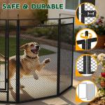 32" Height Dog Playpen for Small Dog & Puppy, 16 Panels Metal Pet Playpen with Safety Mesh, Portable Foldable Exercise Pen for Indoor Outdoor, Yard, Camping & RV, Black-Silver