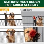 32" Height Dog Playpen for Small Dog & Puppy, 16 Panels Metal Pet Playpen with Safety Mesh, Portable Foldable Exercise Pen for Indoor Outdoor, Yard, Camping & RV, Black-Silver