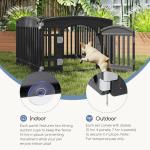 DUMOS Dog Playpen 4 Panel 24" Plastic Exercise Pen with Door Small Puppy, Medium Dogs Animal Pet for Outdoor, Garden, Yard, RV Camping - Black
