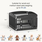 DUMOS Dog Playpen 4 Panel 24" Plastic Exercise Pen with Door Small Puppy, Medium Dogs Animal Pet for Outdoor, Garden, Yard, RV Camping - Black