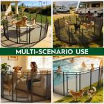 32" Height Dog Playpen for Small Dog & Puppy, 16 Panels Metal Pet Playpen with Safety Mesh, Portable Foldable Exercise Pen for Indoor Outdoor, Yard, Camping & RV, Black-Silver