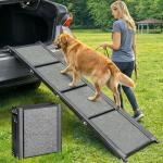 Dog Ramp for Cars 71"Long x 20"Wide SUV & Trucks, Non-Slip Surface Aluminum Pet Ramps for Small & Large Dogs–Heavy Duty Foldable Lightweight Portable Ramp for Senior Dogs High Bed Couch Outdoor 250lbs