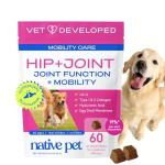 Native Pet Mobility Care - Hip & Joint Supplement for Dogs - UC-II Collagen, Egg Shell Membrane & Hyaluronic Acid - Dog Joint Supplement Chews Supports Cartilage, Mobility & Flexibility - 60 Chews