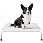 Makerfire Elevated Dog Bed, Indoor/Outdoor Raised Dog Cot for Small Dogs, Detachable Pet Bed with Non-Slip Feet, Polyester Cotton (26'' L x 19.5'' W x 6.4" H)