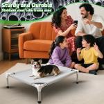 Makerfire Elevated Dog Bed, Indoor/Outdoor Raised Dog Cot for Small Dogs, Detachable Pet Bed with Non-Slip Feet, Polyester Cotton (26'' L x 19.5'' W x 6.4" H)