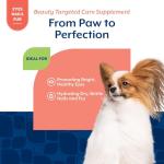 NaturVet Beauty Targeted Care Skin & Coat Supplement for Dogs, Helps Support Shiny Coat, Brighter Eyes & Strong Nails with Biotin, Hyaluronic Acid, Lutein, & Omega Fatty Acids, 60 Soft Chews