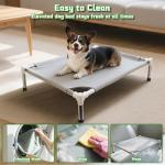 Makerfire Elevated Dog Bed, Indoor/Outdoor Raised Dog Cot for Small Dogs, Detachable Pet Bed with Non-Slip Feet, Polyester Cotton (26'' L x 19.5'' W x 6.4" H)