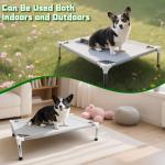 Makerfire Elevated Dog Bed, Indoor/Outdoor Raised Dog Cot for Small Dogs, Detachable Pet Bed with Non-Slip Feet, Polyester Cotton (26'' L x 19.5'' W x 6.4" H)