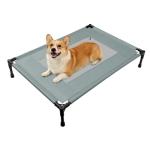 Elevated Dog Bed for Large Dogs - Outdoor Cooling Cot with Washable Breathable Mesh, Portable Raised Pet Bed with Non-Slip Feet & Waterproof Teslin, Heavy Duty & Chew Proof for Camping (Grey, Small)