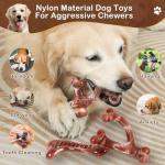 NOUGAT Indestructible Dog Toys - 3 Pack Tough Nylon Bacon Flavor Chew Toys for Large, Medium & Small Breeds