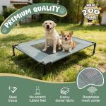 Elevated Dog Bed for Large Dogs - Outdoor Cooling Cot with Washable Breathable Mesh, Portable Raised Pet Bed with Non-Slip Feet & Waterproof Teslin, Heavy Duty & Chew Proof for Camping (Grey, Small)