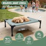 Elevated Dog Bed for Large Dogs - Outdoor Cooling Cot with Washable Breathable Mesh, Portable Raised Pet Bed with Non-Slip Feet & Waterproof Teslin, Heavy Duty & Chew Proof for Camping (Grey, Small)