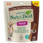 Nylabone Nutri Dent Dog Dental Chews, Natural Teeth Cleaning Dental Treats & Breath Freshener for Dogs, Filet Mignon Flavor, Medium (40 Count)