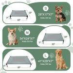 Elevated Dog Bed for Large Dogs - Outdoor Cooling Cot with Washable Breathable Mesh, Portable Raised Pet Bed with Non-Slip Feet & Waterproof Teslin, Heavy Duty & Chew Proof for Camping (Grey, Small)