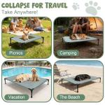 Elevated Dog Bed for Large Dogs - Outdoor Cooling Cot with Washable Breathable Mesh, Portable Raised Pet Bed with Non-Slip Feet & Waterproof Teslin, Heavy Duty & Chew Proof for Camping (Grey, Small)