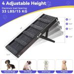 2026 Upgraded Dog Ramp for Couch, Foldable Small Dog Ramp for Sofa, 4 Adjustable Height from 13'' to 21", Portable Stable Pet Step with Non-Slip Pad, Pet Ramps Use for Couch Stairs, Black