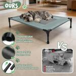 Elevated Dog Bed for Large Dogs - Outdoor Cooling Cot with Washable Breathable Mesh, Portable Raised Pet Bed with Non-Slip Feet & Waterproof Teslin, Heavy Duty & Chew Proof for Camping (Grey, Small)