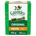Greenies Veterinarian-Recommended Adult Natural Dental Dog Treats Petite Size, Dog Dental Chews, Original Flavor, 27 oz. Pack, 45 Count