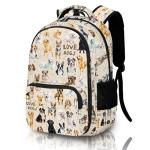 ZZRIUP Dogs Backpack for Kids Boys Girls, Cute Backpack for School Outdoor Travel 16.5inch, Gifts for Dogs Lover (Beige)
