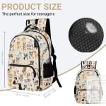 ZZRIUP Dogs Backpack for Kids Boys Girls, Cute Backpack for School Outdoor Travel 16.5inch, Gifts for Dogs Lover (Beige)