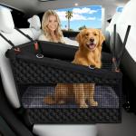 Buatis Large Dog Car Seat Cover with Dog Bed Mat for Back Seat Half - Single Seat Travel Hammock Extender, Waterproof Hard Bottom for Medium & Large Dogs, Car SUV Truck Vehicle
