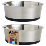 GORILLA GRIP Dog Bowls, Food Grade 304 Stainless Steel, Holds 2 Cups Each (16 fl oz) Food and Water Bowl for Feeding Dogs and Cats, Dishwasher Safe, Rust Resistant, BPA Free Rubber Base Set of 2 Black