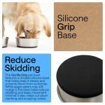 GORILLA GRIP Dog Bowls, Food Grade 304 Stainless Steel, Holds 2 Cups Each (16 fl oz) Food and Water Bowl for Feeding Dogs and Cats, Dishwasher Safe, Rust Resistant, BPA Free Rubber Base Set of 2 Black