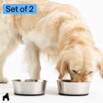 GORILLA GRIP Dog Bowls, Food Grade 304 Stainless Steel, Holds 2 Cups Each (16 fl oz) Food and Water Bowl for Feeding Dogs and Cats, Dishwasher Safe, Rust Resistant, BPA Free Rubber Base Set of 2 Black