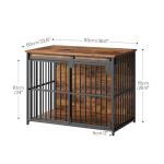 HOOBRO Dog Crate Furniture, 36.6" Heavy Duty Dog Kennel with Sliding Barn Door, Wooden Dog Cage Indoor, Decorative Side End Table for Small/Medium Dogs, Rustic Brown and Black FG162GW03G1