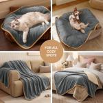 Luciphia Waterproof Blanket for Dog Washable Reversible Sherpa Fleece Throw Blanket for Bed Couch Soft Liquid Pee Proof Furniture Cover Protector for Small Medium Large Pet Cat Grey 35" x 25"