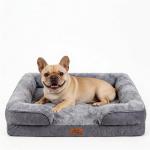 Orthopedic Dog Bed for Medium Dogs - Gel Memory Foam Pet Bed with Waterproof & Washable Cover, Contoured Bolster Design for Dogs & Cats (Grey, 30.0" L x 20.0" W x 6.3" Th)