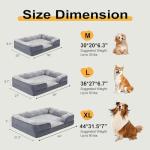 Orthopedic Dog Bed for Medium Dogs - Gel Memory Foam Pet Bed with Waterproof & Washable Cover, Contoured Bolster Design for Dogs & Cats (Grey, 30.0" L x 20.0" W x 6.3" Th)