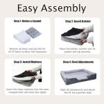 Orthopedic Dog Bed for Medium Dogs - Gel Memory Foam Pet Bed with Waterproof & Washable Cover, Contoured Bolster Design for Dogs & Cats (Grey, 30.0" L x 20.0" W x 6.3" Th)