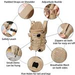 FLAdorepet Dog Carrier Tactical Backpack for Medium Large Dogs,Soft Hands-Free Legs Out Pet Front Cat Dog Carrier Backpack Travel Bag for Outdoor Traveling Hiking Camping (Medium, Khaki)