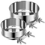 2 Pcs Small Pet Dog Food Water Bowl for Cage Stainless Steel Non-Spill Kennel Hanging Cats Pets Bowls with Clamp Holder Crate Feeder Dish for Small Dogs Pets (4.7x1.9'' & 3.9x1.7'')
