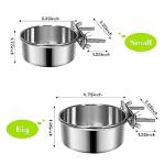2 Pcs Small Pet Dog Food Water Bowl for Cage Stainless Steel Non-Spill Kennel Hanging Cats Pets Bowls with Clamp Holder Crate Feeder Dish for Small Dogs Pets (4.7x1.9'' & 3.9x1.7'')