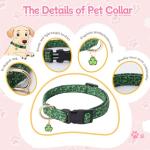 Guiqulai 3 Pack Spring Summer Dog Collars, Adjustable Puppy Collars with Spring Summer Green Leaves Peach Pattern Quick Release Buckle Charm for Small Medium Girl Dogs, Holiday Seasonal Pet Collar