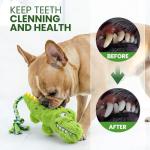 KesterlsShopping Squeaky Plush Crocodile Dog Toy,with a Rope Tail,Crinkle Stuffed Dog Toy Keep Them Busy Tug of War Training Play, Dog Chew Toy for Small Medium Dogs (Green)