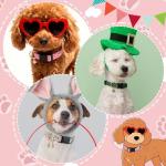 Guiqulai 3 Pack Spring Summer Dog Collars, Adjustable Puppy Collars with Spring Summer Green Leaves Peach Pattern Quick Release Buckle Charm for Small Medium Girl Dogs, Holiday Seasonal Pet Collar