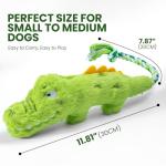 KesterlsShopping Squeaky Plush Crocodile Dog Toy,with a Rope Tail,Crinkle Stuffed Dog Toy Keep Them Busy Tug of War Training Play, Dog Chew Toy for Small Medium Dogs (Green)