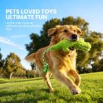 KesterlsShopping Squeaky Plush Crocodile Dog Toy,with a Rope Tail,Crinkle Stuffed Dog Toy Keep Them Busy Tug of War Training Play, Dog Chew Toy for Small Medium Dogs (Green)