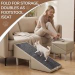 Dog Safety Ramps, Foldable 2-in-1 Wooden Pet Stairs & Steps & Ottoman, Solid Wood Anti-Slip & High-end Leather Material Pet Ramp, Split Ottoman Design, Pet Steps for Puppy Senior Injured Dogs