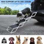 DGSL Dog Ramp for Car, 4-Step Folding Dog Stairs, Aluminum, Black, Supports Up to 250 Lbs