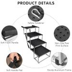 DGSL Dog Ramp for Car, 4-Step Folding Dog Stairs, Aluminum, Black, Supports Up to 250 Lbs