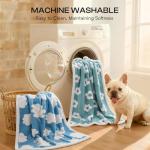Luciphia Waterproof Pet Blanket for Medium Large Dogs Washable Fluffy Thick Jacquard Shag Fleece Warm Sherpa 3D Textured Flower Print for Cats Puppy Couch Protection (Blue,57x40 inches)