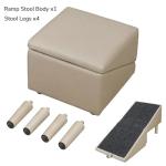 Dog Safety Ramps, Foldable 2-in-1 Wooden Pet Stairs & Steps & Ottoman, Solid Wood Anti-Slip & High-end Leather Material Pet Ramp, Split Ottoman Design, Pet Steps for Puppy Senior Injured Dogs