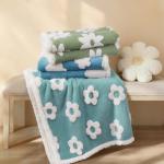 Luciphia Waterproof Pet Blanket for Medium Large Dogs Washable Fluffy Thick Jacquard Shag Fleece Warm Sherpa 3D Textured Flower Print for Cats Puppy Couch Protection (Blue,57x40 inches)