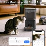 Olfjurk Automatic Dog & Cat Feeder,APP Controlled with Freshness Preservation, 4L Timed Cat Feeder with Timer Programmable, HD Camera for Voice and Video Recording (Black