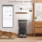 Olfjurk Automatic Dog & Cat Feeder,APP Controlled with Freshness Preservation, 4L Timed Cat Feeder with Timer Programmable, HD Camera for Voice and Video Recording (Black